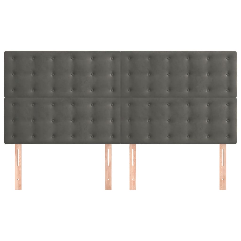 Čelo Postele 4 Ks Tmavě Šedé 80 X 5 X 78/88 Cm Samet Tmavě Šedá
