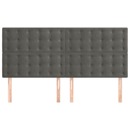 Čelo Postele 4 Ks Tmavě Šedé 80 X 5 X 78/88 Cm Samet Tmavě Šedá