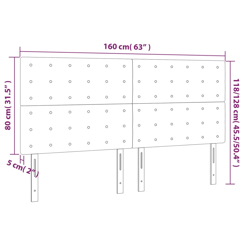 Čelo Postele 4 Ks Tmavě Šedé 80 X 5 X 78/88 Cm Samet Tmavě Šedá