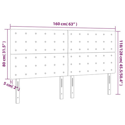 Čelo Postele 4 Ks Tmavě Šedé 80 X 5 X 78/88 Cm Samet Tmavě Šedá