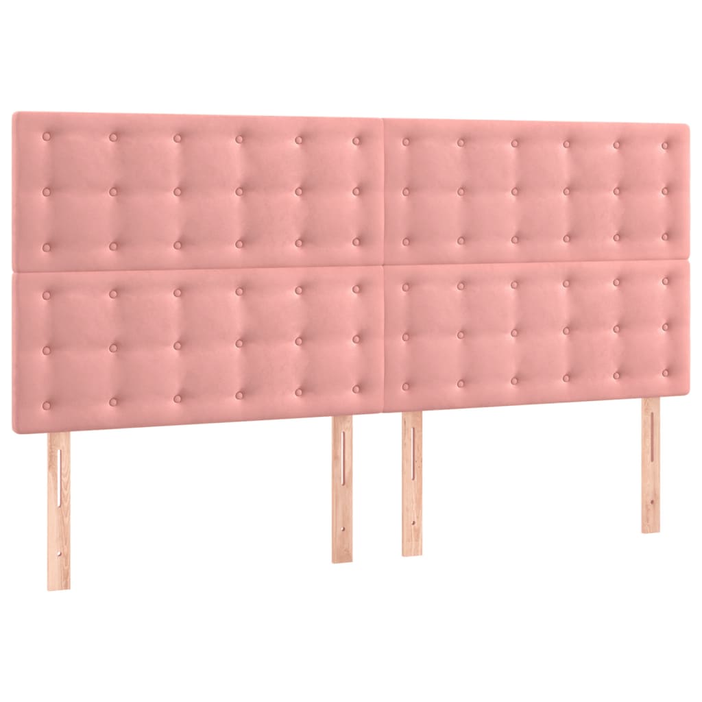 Čelo Postele 4 Ks Růžové 100X5X78/88 Cm Samet Růžová