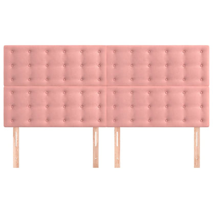 Čelo Postele 4 Ks Růžové 100X5X78/88 Cm Samet Růžová