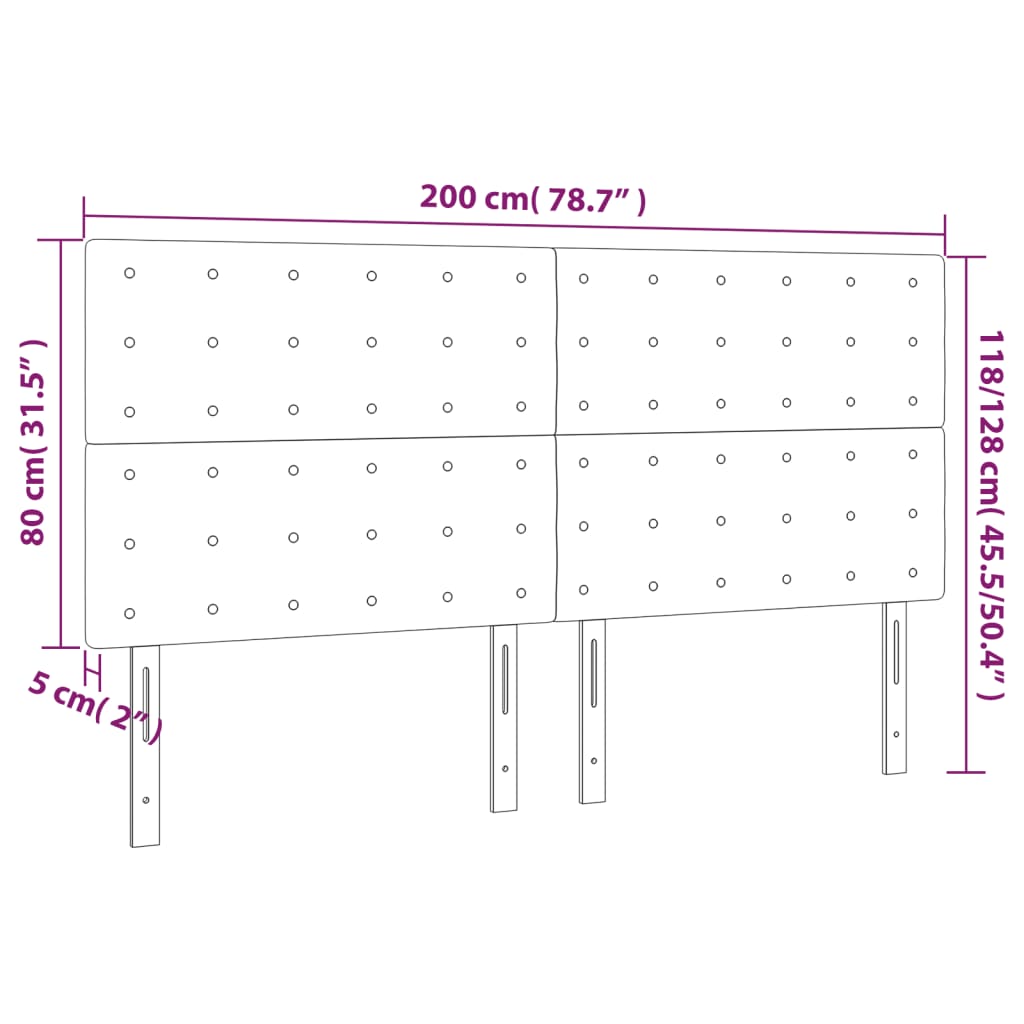 Čelo Postele 4 Ks Růžové 100X5X78/88 Cm Samet Růžová