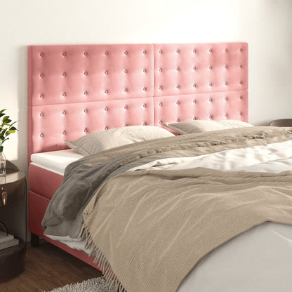 Čelo Postele 4 Ks Růžové 100X5X78/88 Cm Samet Růžová