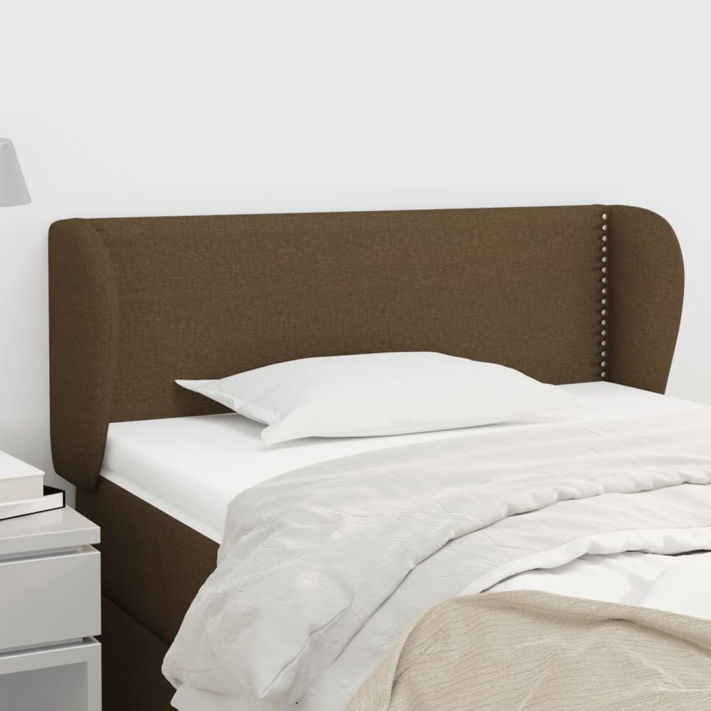Čelo Postele Typu Ušák Tmavě Hnědé 103X23X78/88 Cm Textil