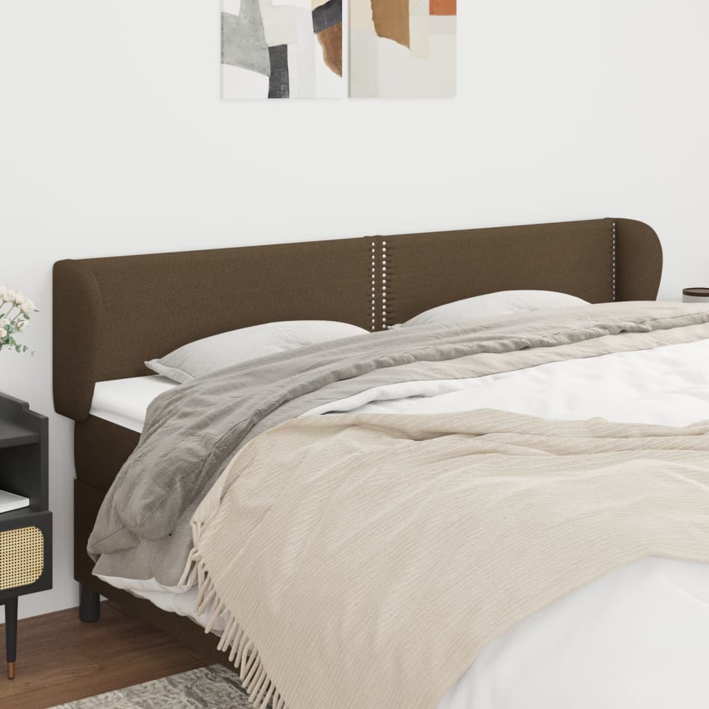 Čelo Postele Typu Ušák Tmavě Hnědé 183X23X78/88 Cm Textil
