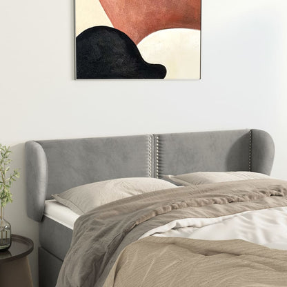 Čelo Postele Typu Ušák Světle Šedé 147X23X78/88 Cm Samet