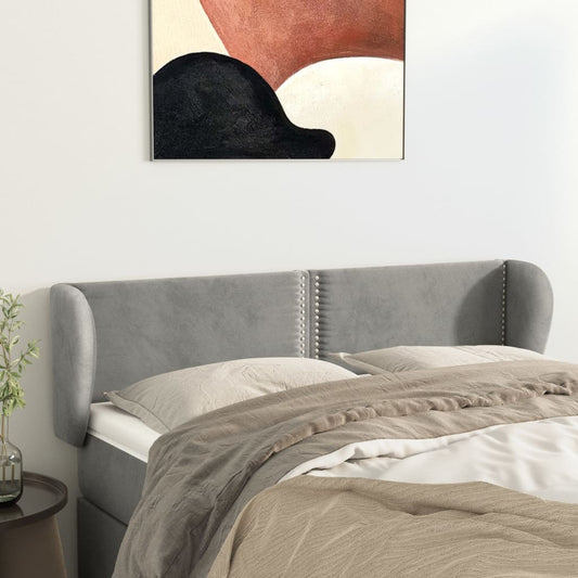 Čelo Postele Typu Ušák Světle Šedé 147X23X78/88 Cm Samet