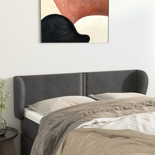 Čelo Postele Typu Ušák Tmavě Šedé 147X23X78/88 Cm Samet