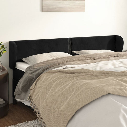 Čelo Postele Typu Ušák Černé 163X23X78/88 Cm Samet
