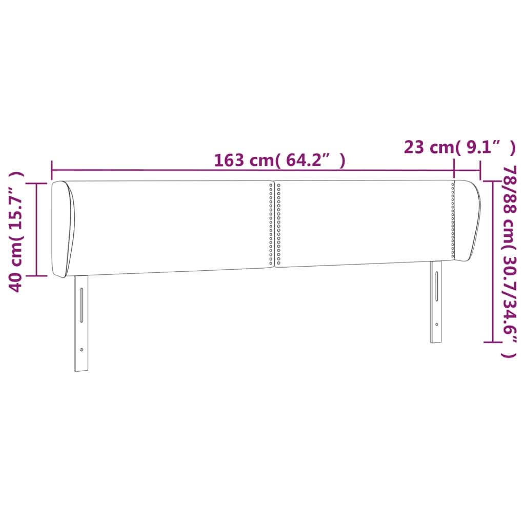 Čelo Postele Typu Ušák Tmavě Modré 163X23X78/88 Cm Samet