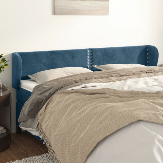 Čelo Postele Typu Ušák Tmavě Modré 163X23X78/88 Cm Samet