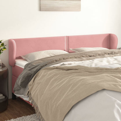 Čelo Postele Typu Ušák Růžová 163X23X78/88 Cm Samet