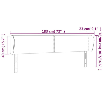 Čelo Postele Typu Ušák Černé 183X23X78/88 Cm Samet
