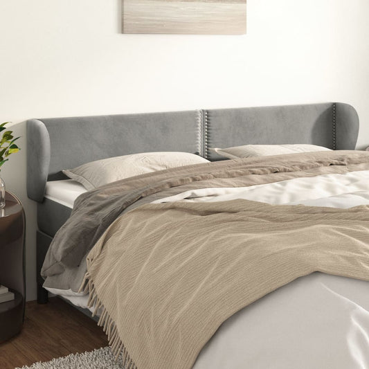 Čelo Postele Typu Ušák Světle Šedé 203X23X78/88 Cm Samet