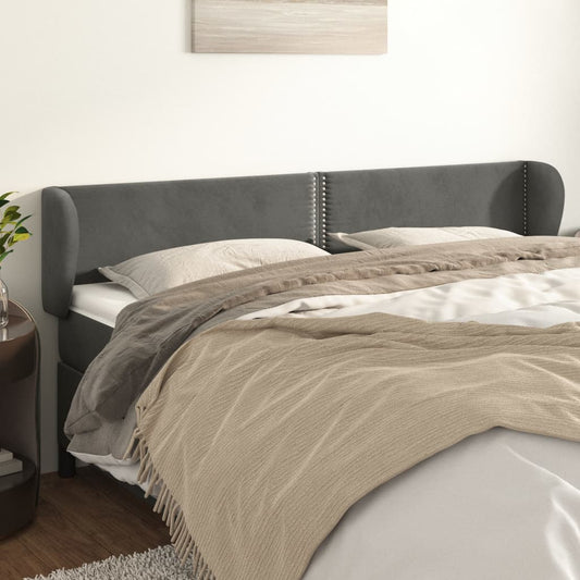 Čelo Postele Typu Ušák Tmavě Šedé 203X23X78/88 Cm Samet