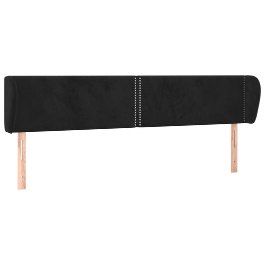 Čelo Postele Typu Ušák Černé 203X23X78/88 Cm Samet