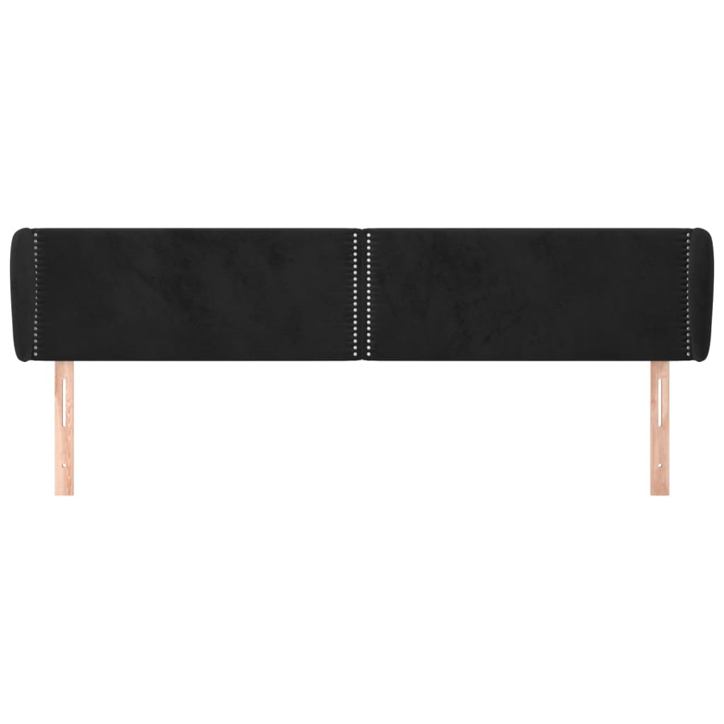 Čelo Postele Typu Ušák Černé 203X23X78/88 Cm Samet