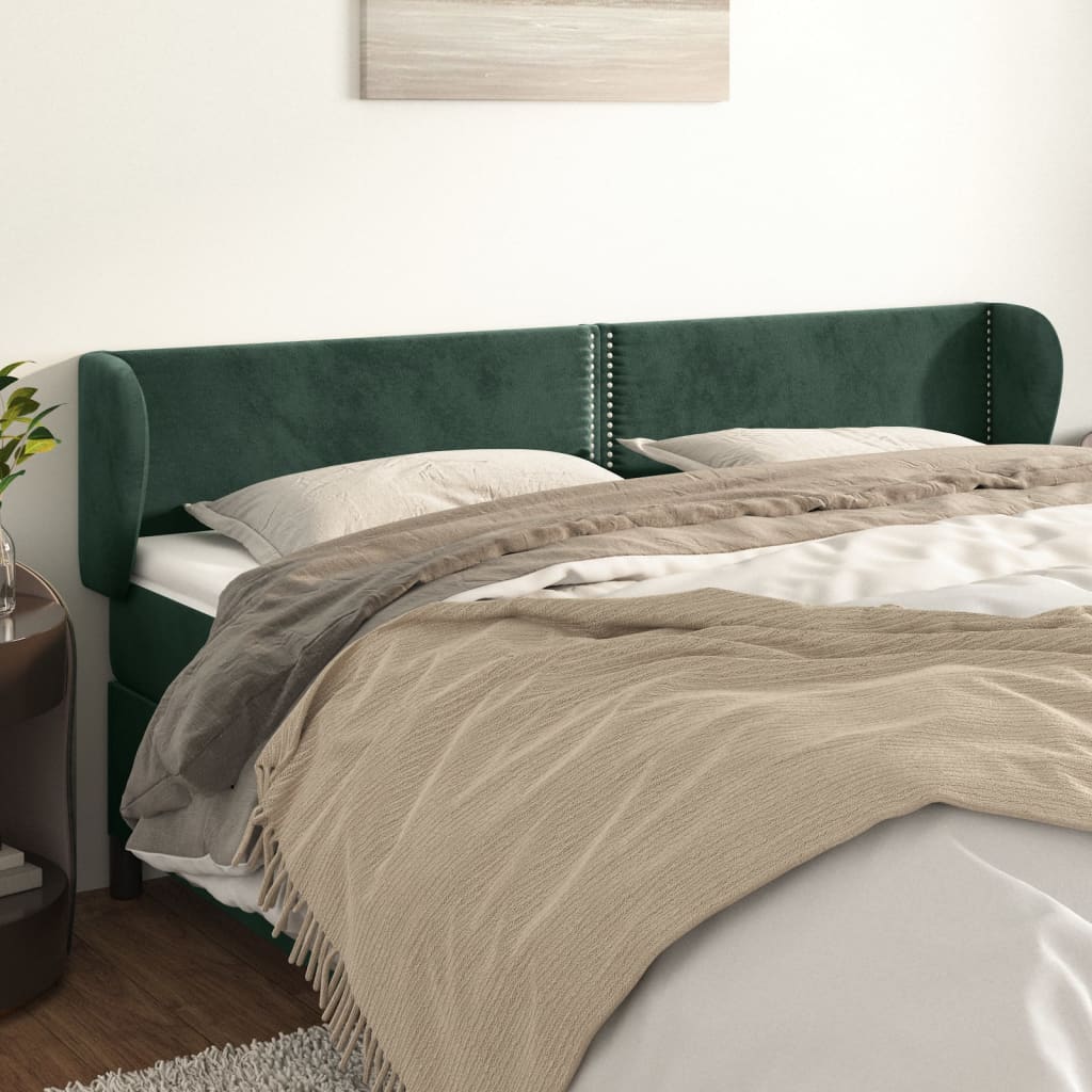 Čelo Postele Typu Ušák Tmavě Zelené 203X23X78/88 Cm Samet
