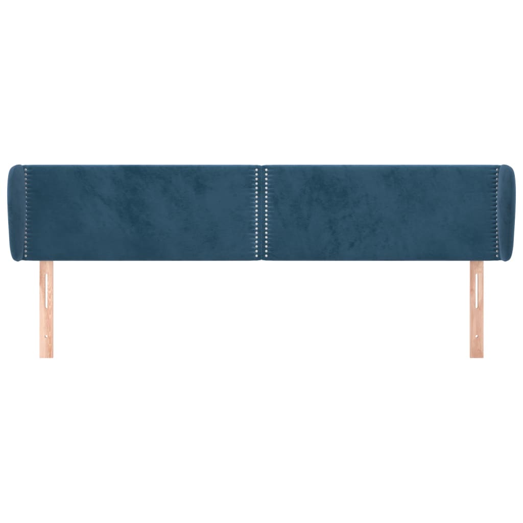 Čelo Postele Typu Ušák Tmavě Modré 203X23X78/88 Cm Samet