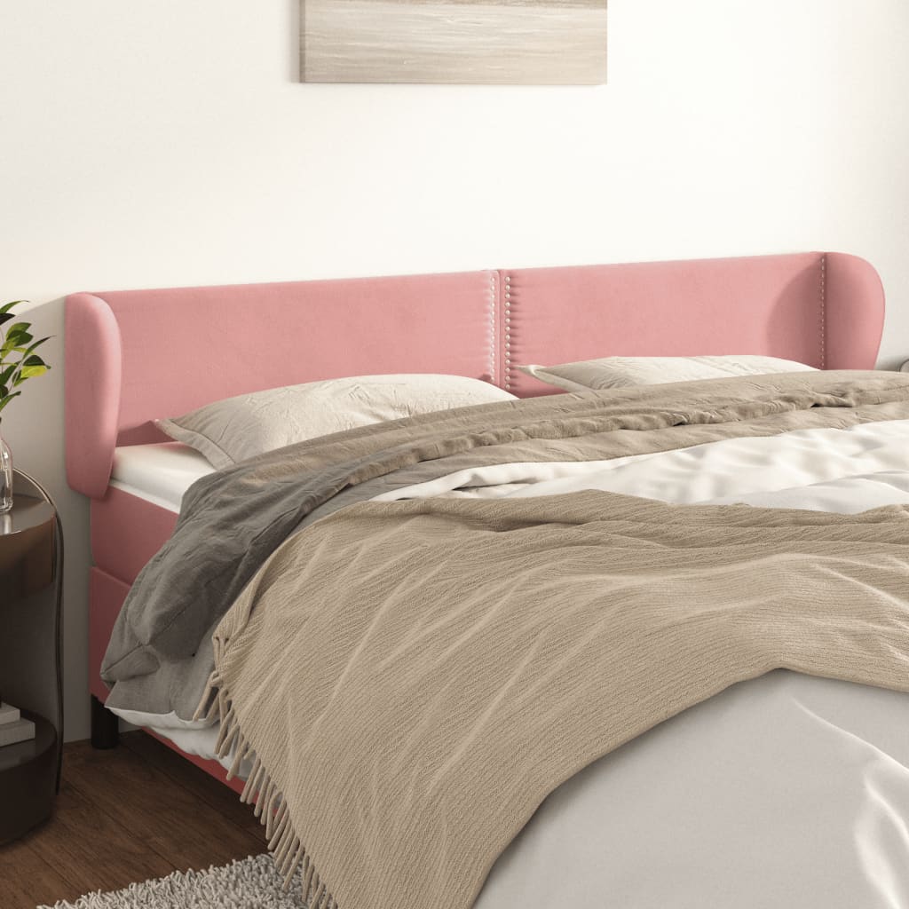 Čelo Postele Typu Ušák Růžová 203X23X78/88 Cm Samet