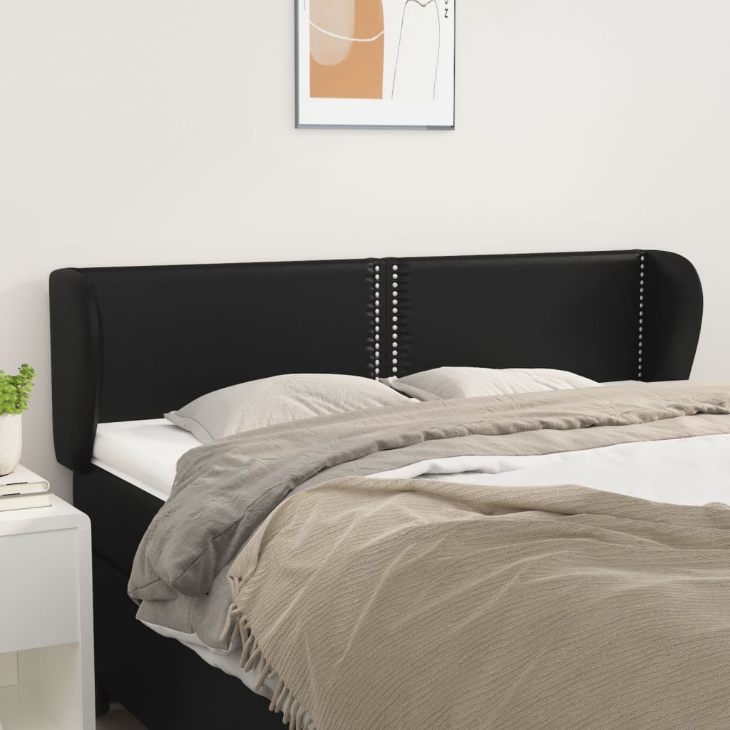 Čelo Postele Typu Ušák Černé 147X23X78/88 Cm Umělá Kůže