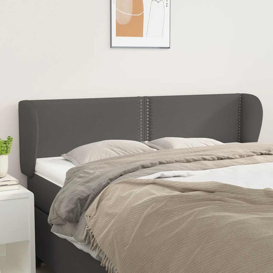 Čelo Postele Typu Ušák Šedá 147X23X78/88 Cm Umělá Kůže