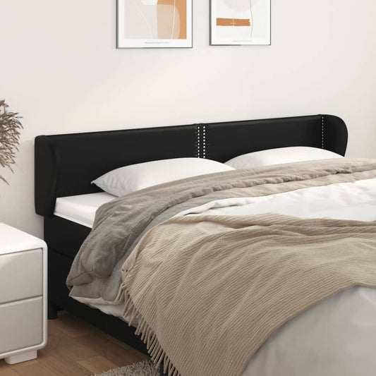 Čelo Postele Typu Ušák Černé 203X23X78/88 Cm Umělá Kůže