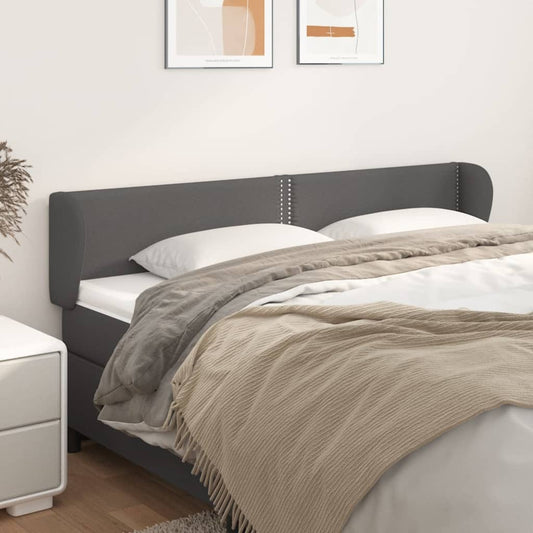 Čelo Postele Typu Ušák Šedá 203X23X78/88 Cm Umělá Kůže
