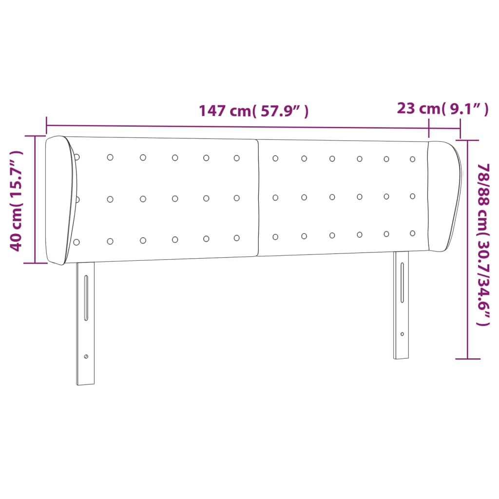 Čelo Postele Typu Ušák Krémové 147X23X78/88 Cm Umělá Kůže