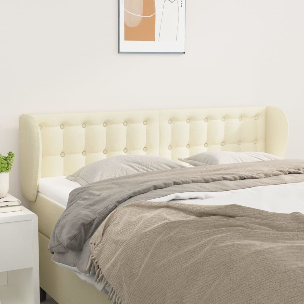Čelo Postele Typu Ušák Krémové 147X23X78/88 Cm Umělá Kůže