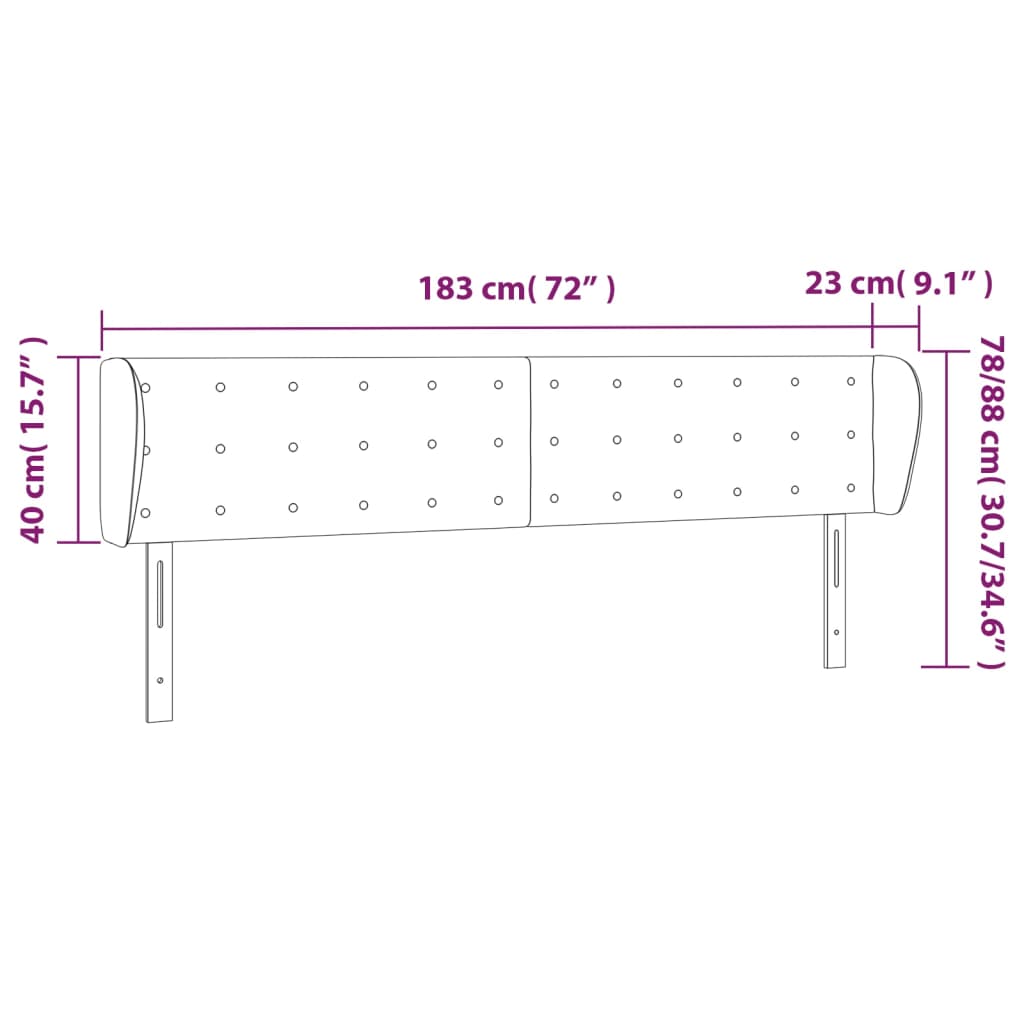 Čelo Postele Typu Ušák Krémové 183X23X78/88 Cm Umělá Kůže