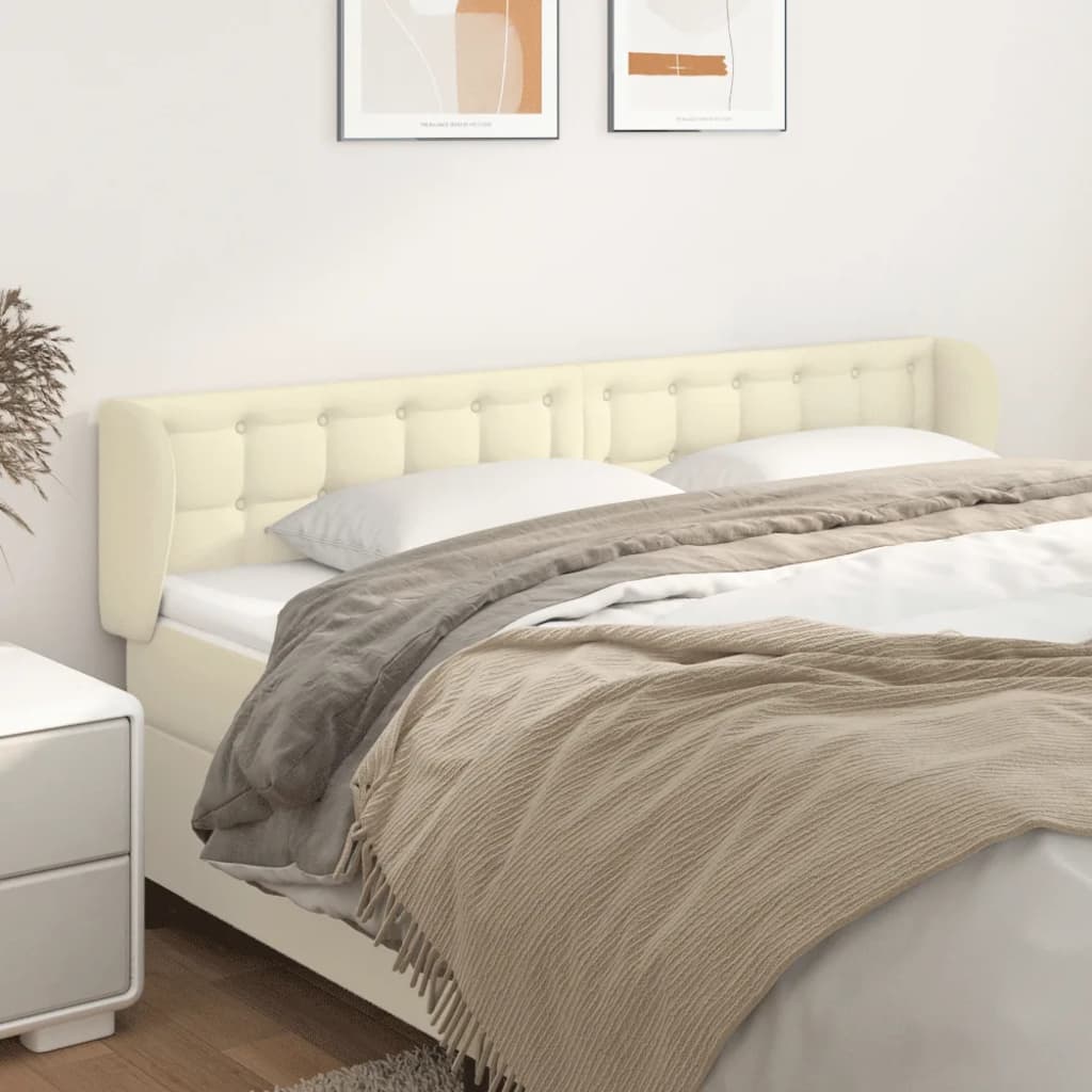 Čelo Postele Typu Ušák Krémové 183X23X78/88 Cm Umělá Kůže