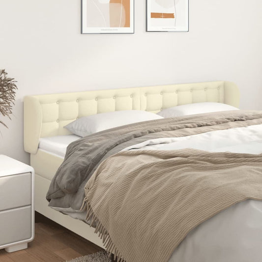 Čelo Postele Typu Ušák Krémové 203X23X78/88 Cm Umělá Kůže