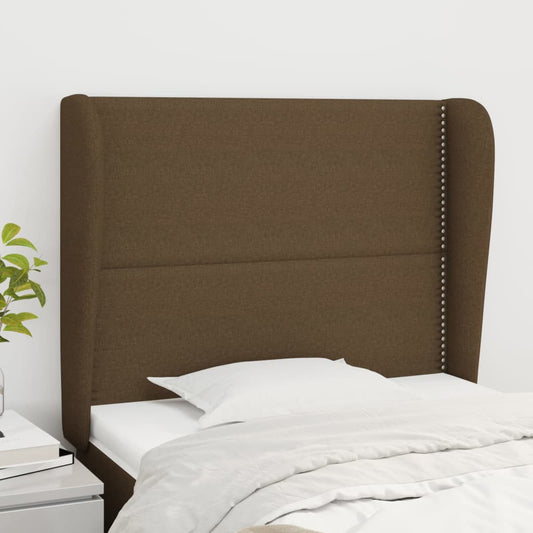 Čelo Postele Typu Ušák Tmavě Hnědé 93X23X118/128 Cm Textil