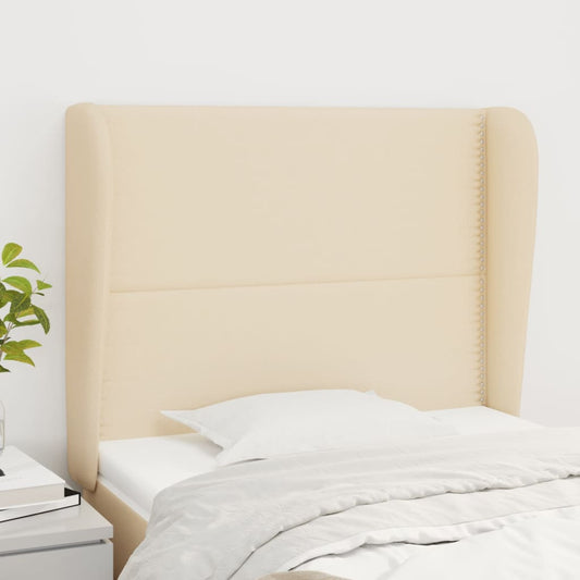 Čelo Postele Typu Ušák Krémové 93X23X118/128 Cm Textil
