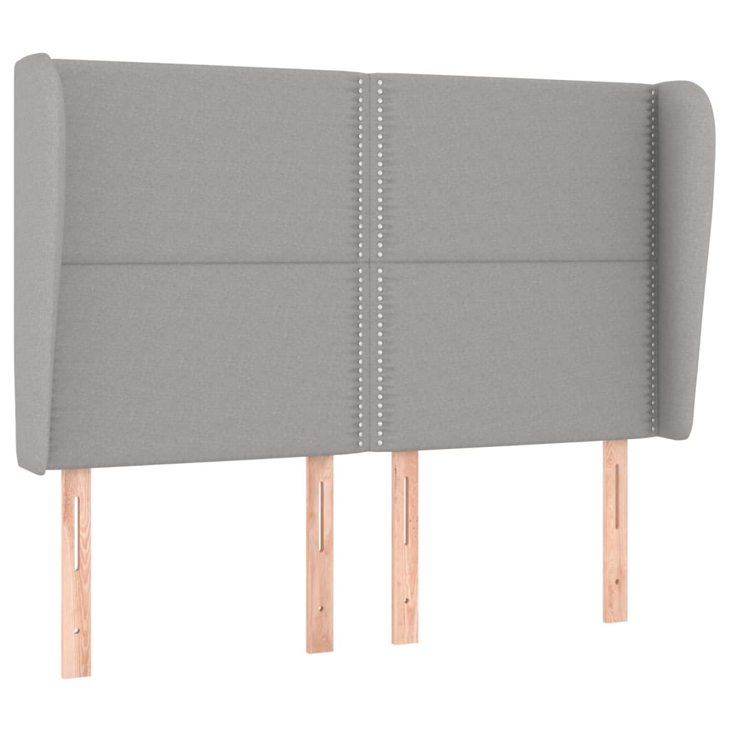 Čelo Postele Typu Ušák Světle Šedé 147X23X118/128 Cm Textil