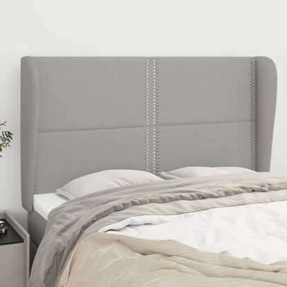 Čelo Postele Typu Ušák Světle Šedé 147X23X118/128 Cm Textil