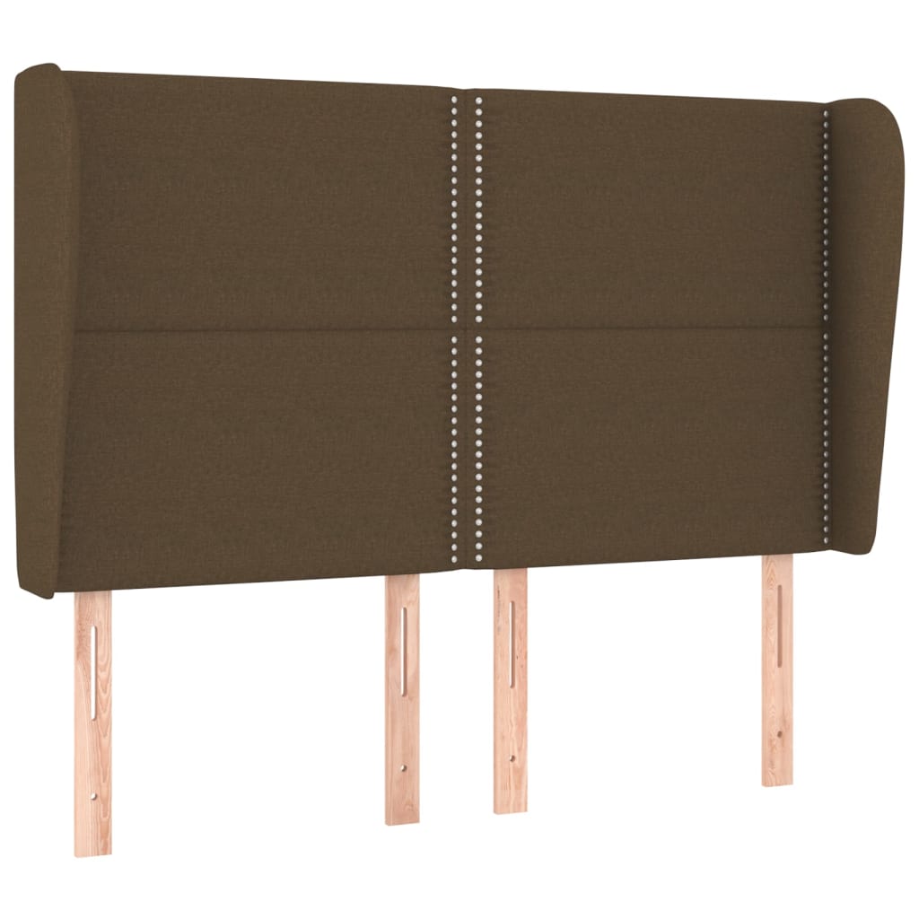 Čelo Postele Typu Ušák Tmavě Hnědé 147X23X118/128 Cm Textil