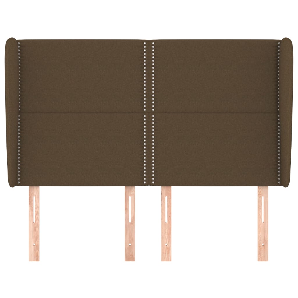 Čelo Postele Typu Ušák Tmavě Hnědé 147X23X118/128 Cm Textil