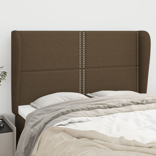 Čelo Postele Typu Ušák Tmavě Hnědé 147X23X118/128 Cm Textil
