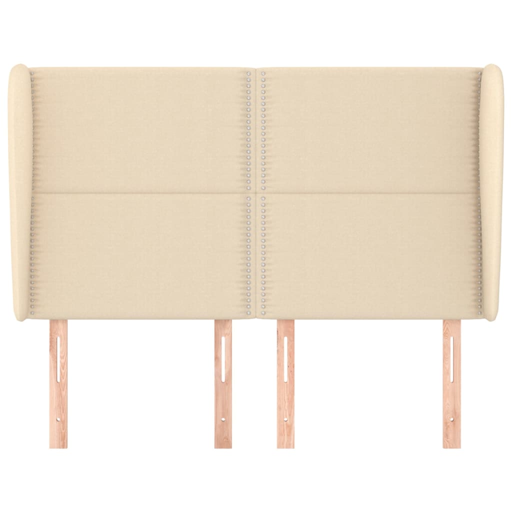 Čelo Postele Typu Ušák Krémové 147X23X118/128 Cm Textil