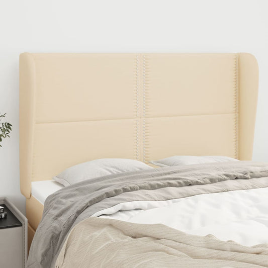 Čelo Postele Typu Ušák Krémové 147X23X118/128 Cm Textil
