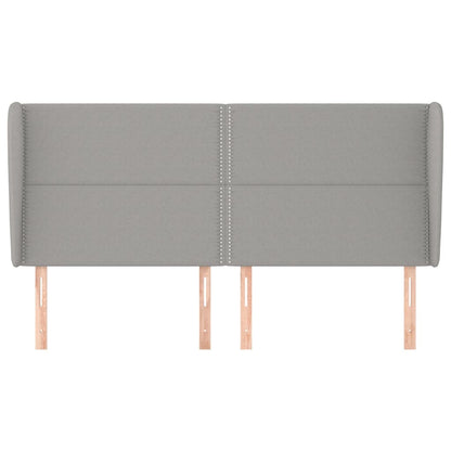 Čelo Postele Typu Ušák Světle Šedé 183X23X118/128 Cm Textil