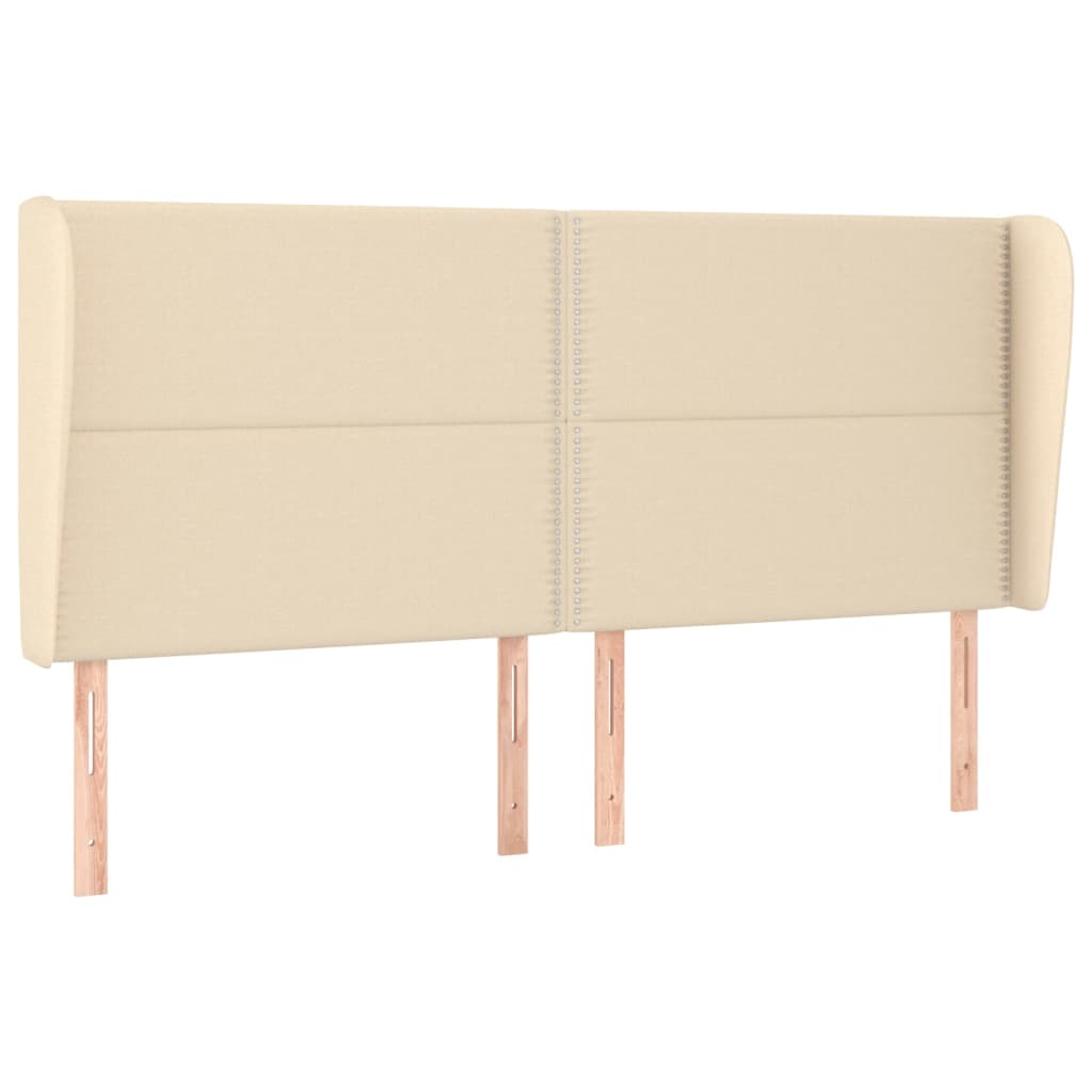 Čelo Postele Typu Ušák Krémové 183X23X118/128 Cm Textil