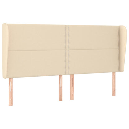 Čelo Postele Typu Ušák Krémové 183X23X118/128 Cm Textil