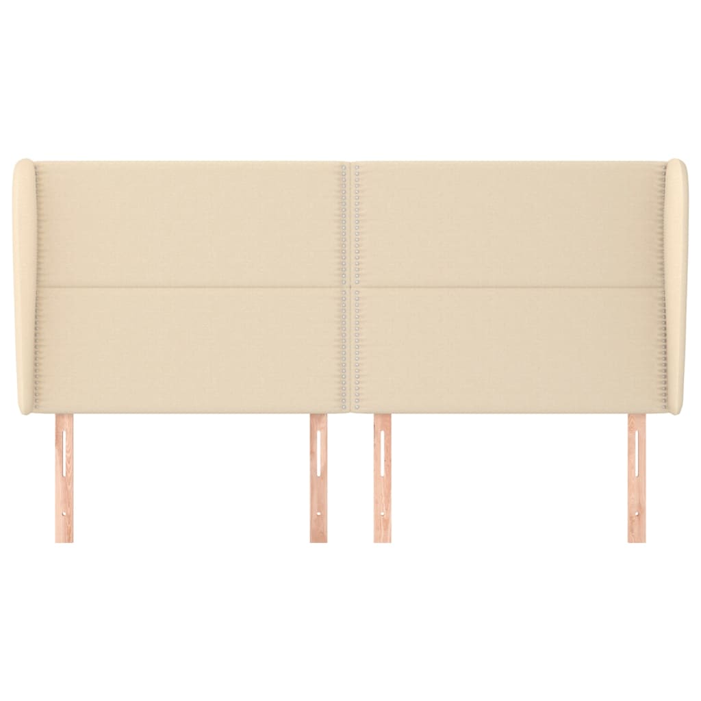 Čelo Postele Typu Ušák Krémové 183X23X118/128 Cm Textil