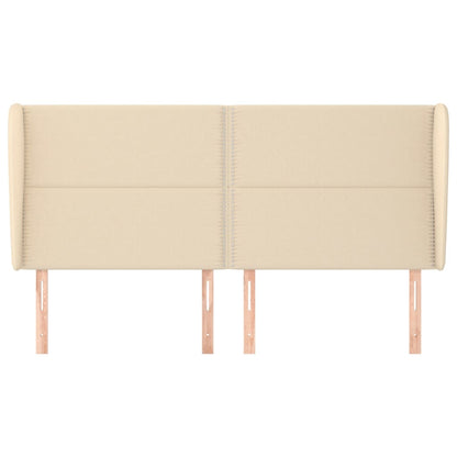 Čelo Postele Typu Ušák Krémové 183X23X118/128 Cm Textil