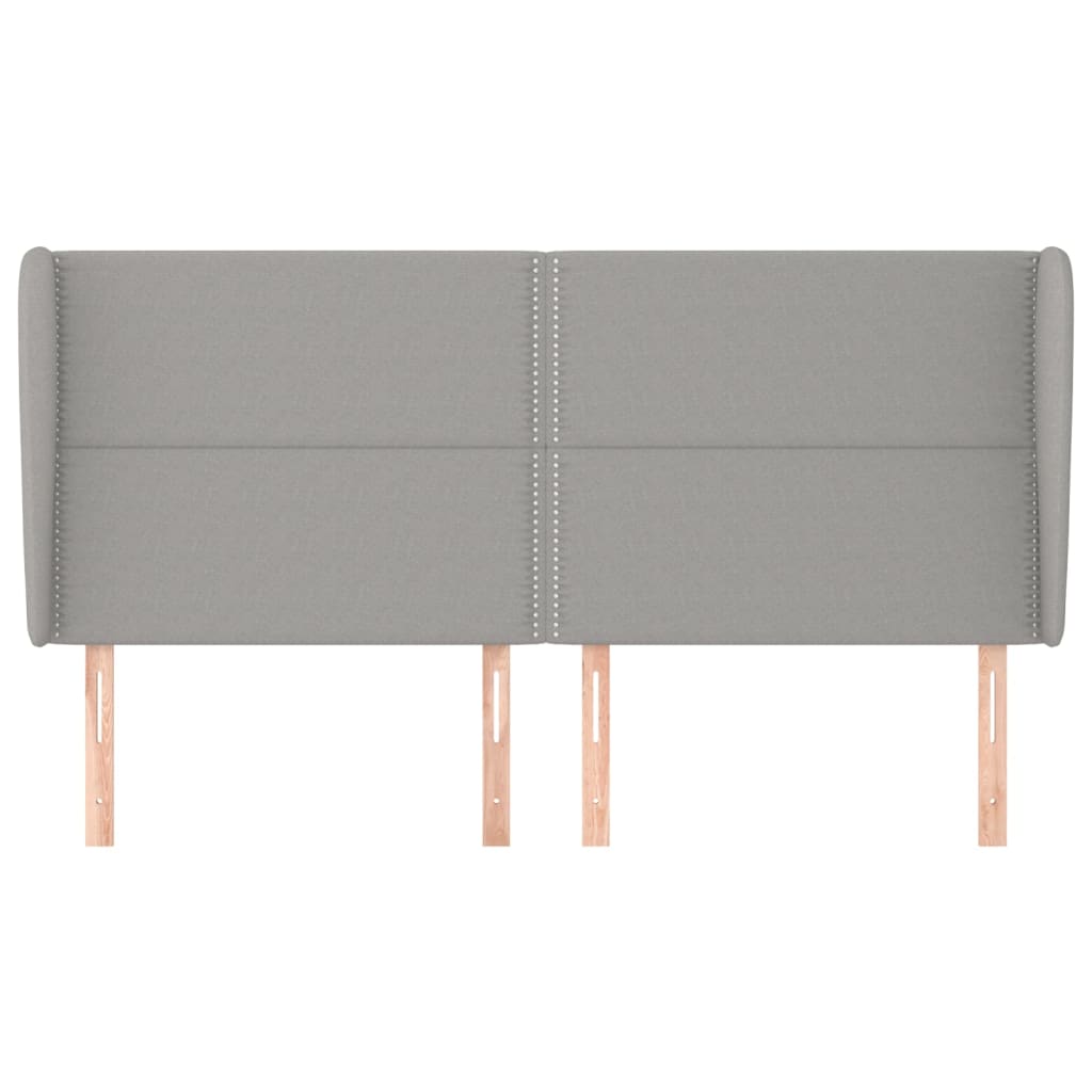 Čelo Postele Typu Ušák Světle Šedé 203X23X118/128 Cm Textil