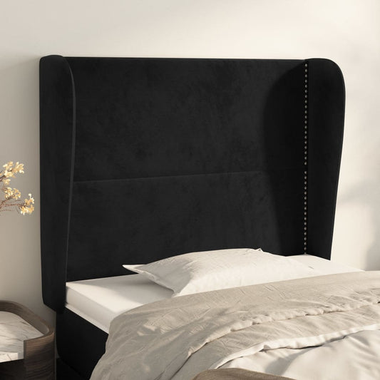 Čelo Postele Typu Ušák Černé 83 X 23 X 118/128 Cm Samet